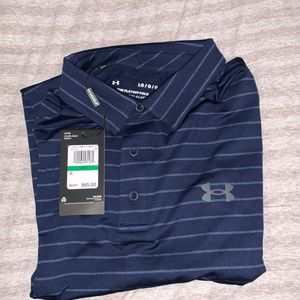 Navy Blue Striped Under Armour “The Playoff Polo”